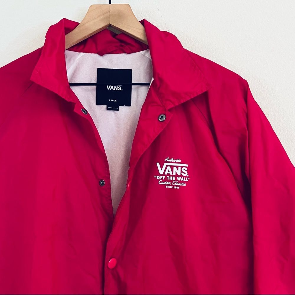 Vans Men's Maroon Button Front Windbreaker Jacket Size Large - Picture 4 of 6